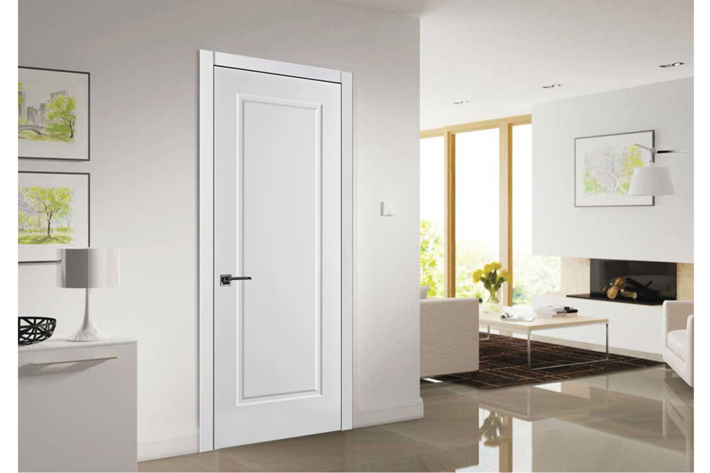 Nova 1 Panel Soft White Laminated Traditional Interior Door