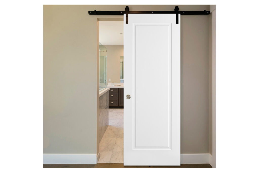 Nova 1 Panel Soft White Laminated Traditional Interior Door - Barn Door