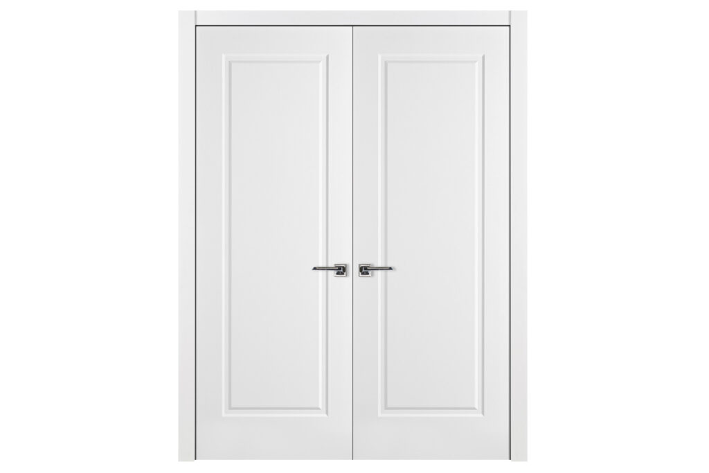 Nova 1 Panel Soft White Laminated Traditional Interior Door - Double Door