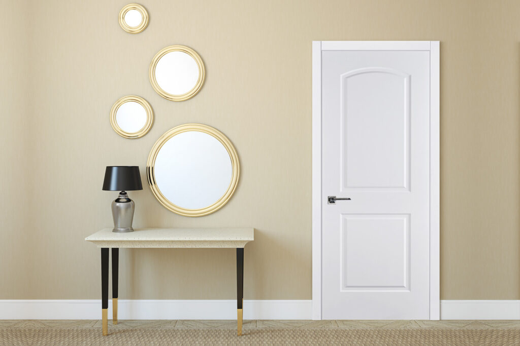 Nova 2 Panel Arched Soft White Laminated Traditional Interior Door