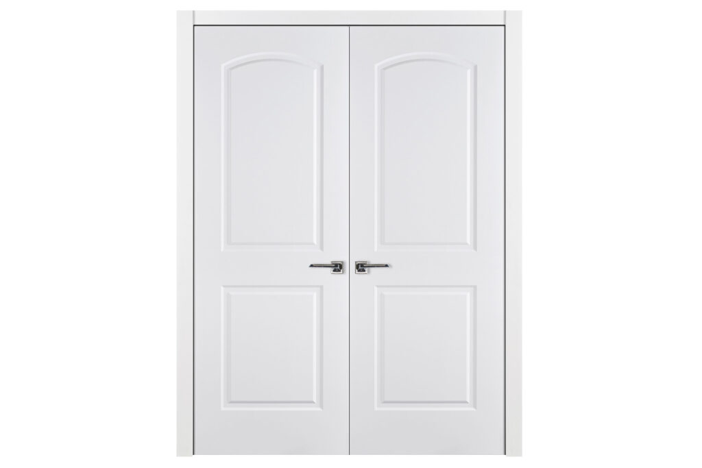 Nova 2 Panel Arched Soft White Laminated Traditional Interior Door - Double Door
