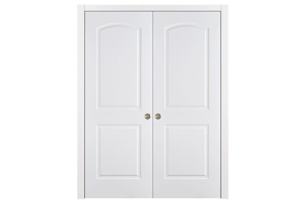 Nova 2 Panel Arched Soft White Laminated Traditional Interior Door - Double Pocket