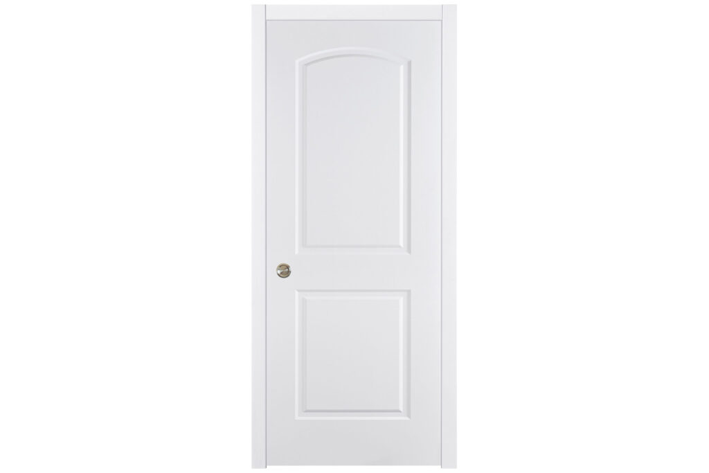 Nova 2 Panel Arched Soft White Laminated Traditional Interior Door - Single Pocket