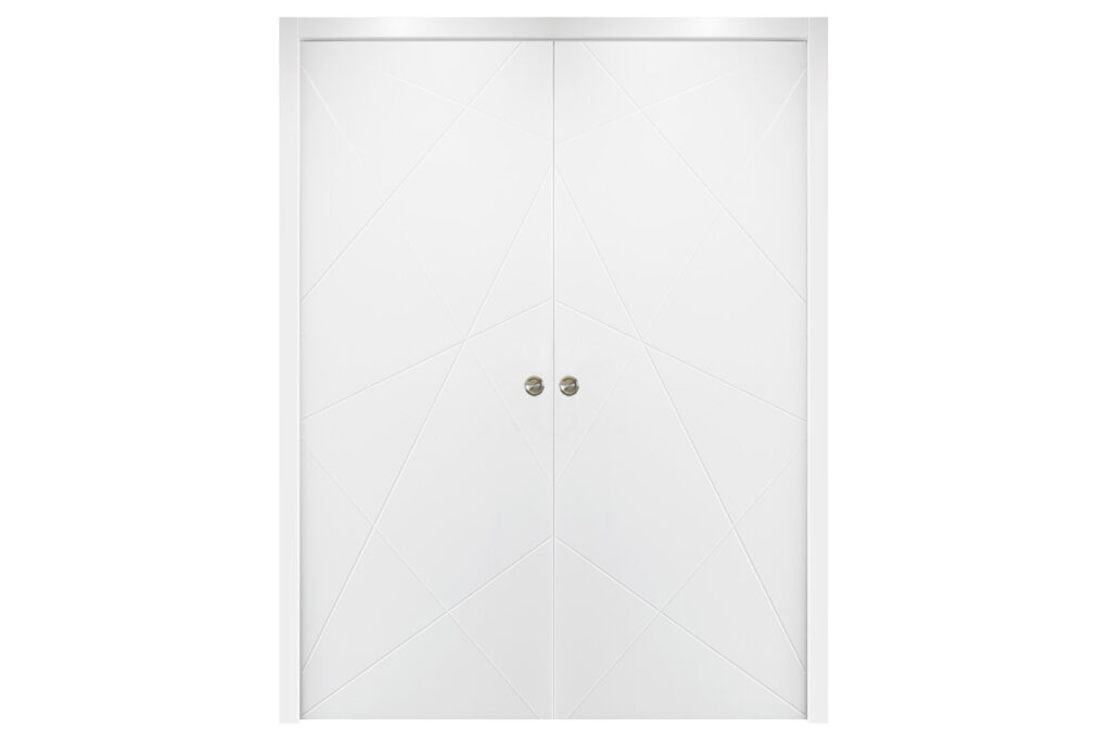 Nova HM-419 Pure White Laminated Modern Interior Door - Double Pocket