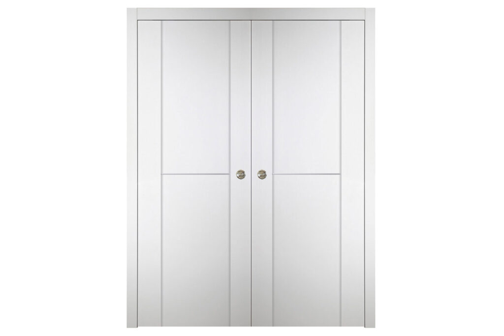 Nova Italia Stile 1H Alaskan White Laminate Interior Door - Double Pocket