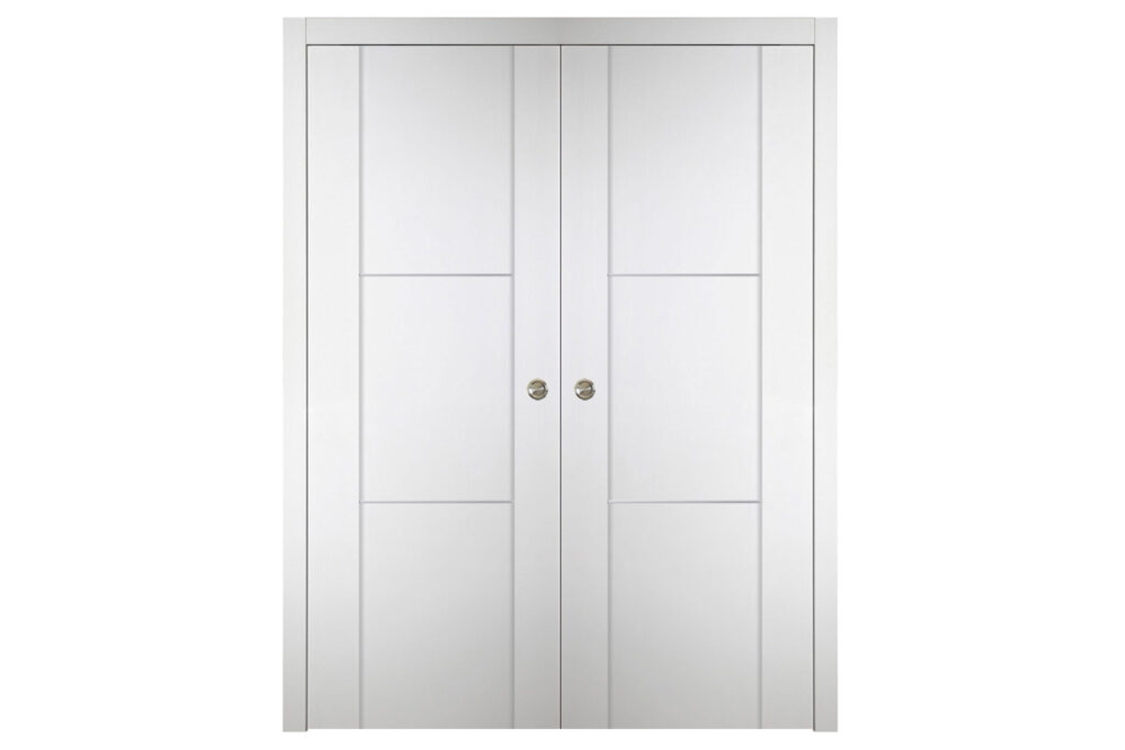 Nova Italia Stile 2H Alaskan White Laminate Interior Door - Double Pocket