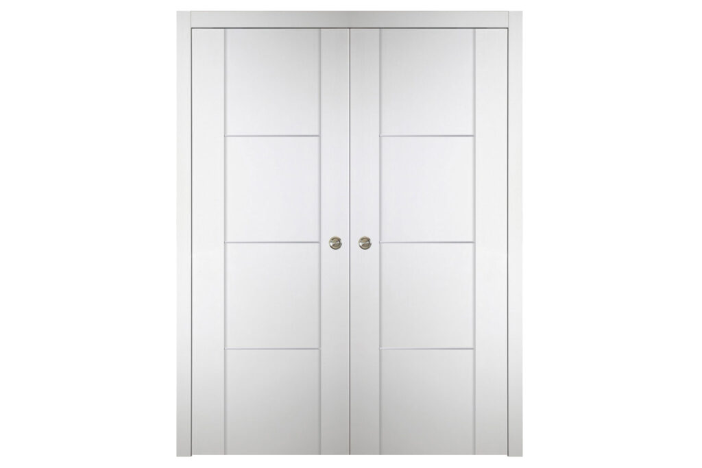 Nova Italia Stile 3H Alaskan White Laminate Interior Door - Double Pocket
