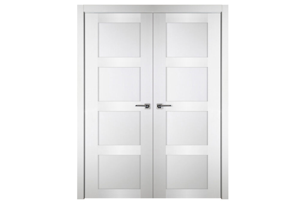 Nova Italia Stile 4 Lite Alaskan White Laminate Interior Door - Double Door