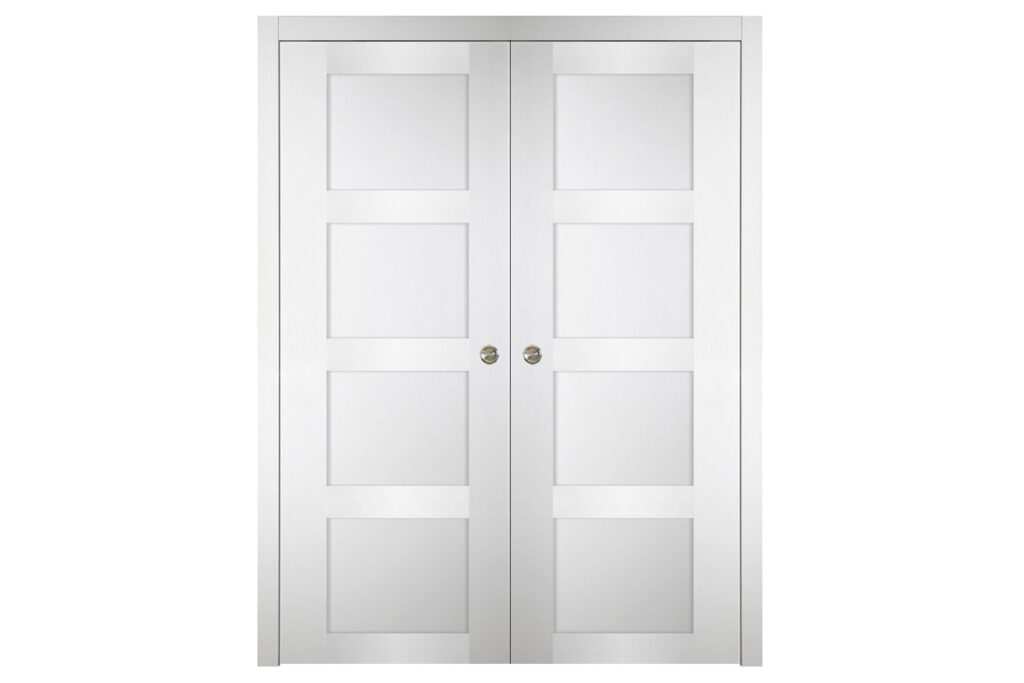 Nova Italia Stile 4 Lite Alaskan White Laminate Interior Door - Double Pocket