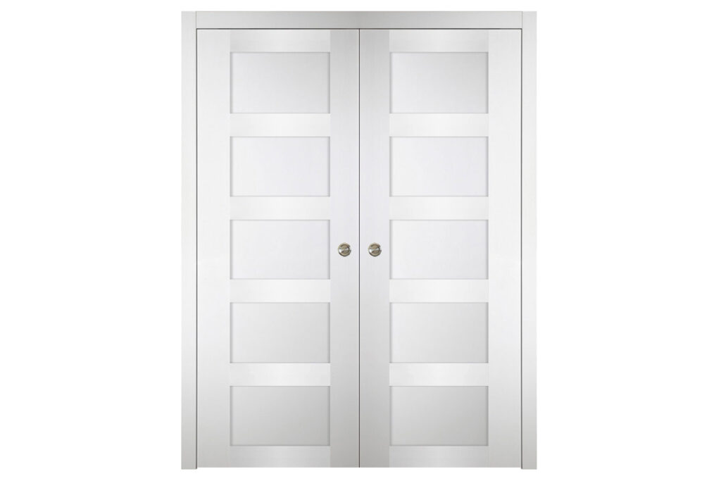 Nova Italia Stile 5 Lite Alaskan White Laminate Interior Door - Double Pocket