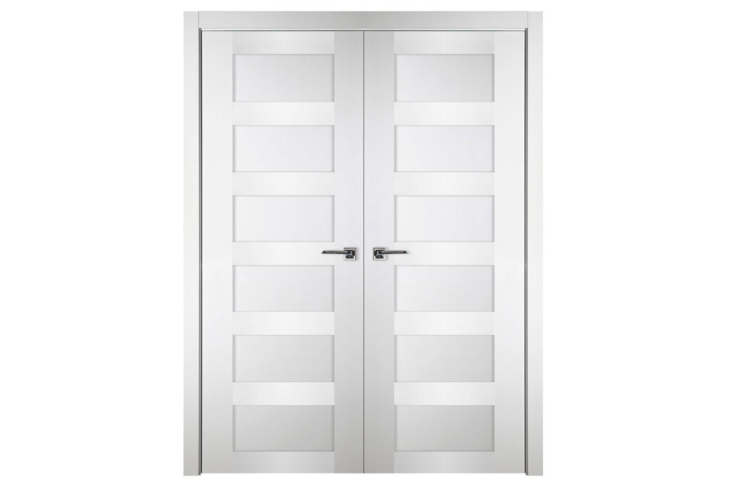 Nova Italia Stile 6 Lite Alaskan White Laminate Interior Door - Double Door