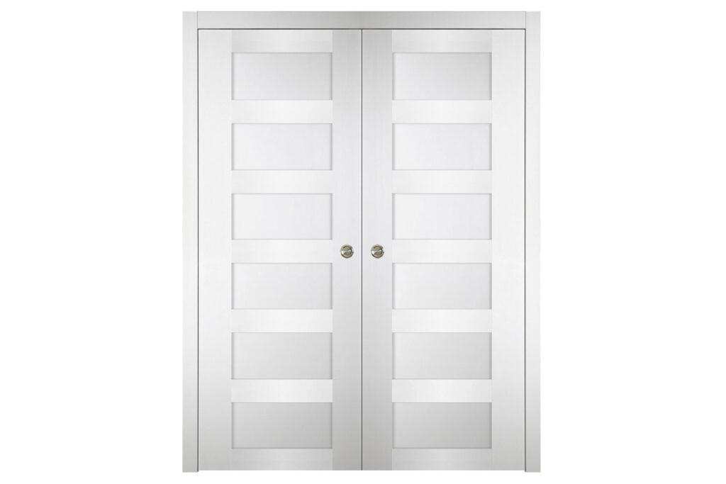 Nova Italia Stile 6 Lite Alaskan White Laminate Interior Door - Double Pocket
