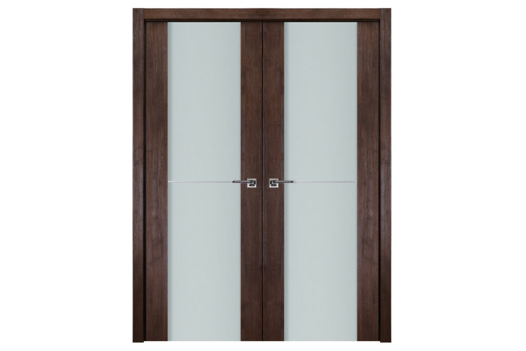 Nova Italia Vetro 1H Prestige Brown Laminate Interior Door - Double Door