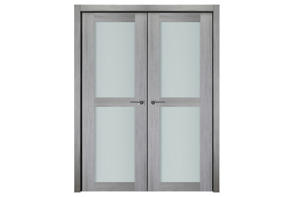 Nova Italia Vetro 2 Lite Light Grey Laminate Interior Door - Double Door