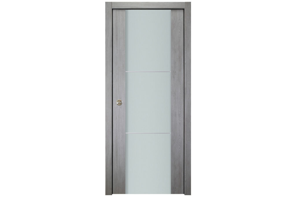 Nova Italia Vetro 2H Light Grey Laminate Interior Door - Single Pocket