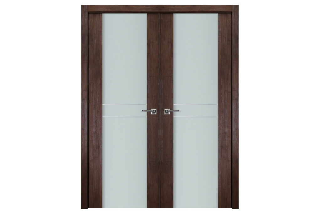 Nova Italia Vetro 2HC Prestige Brown Laminate Interior Door - Double Door