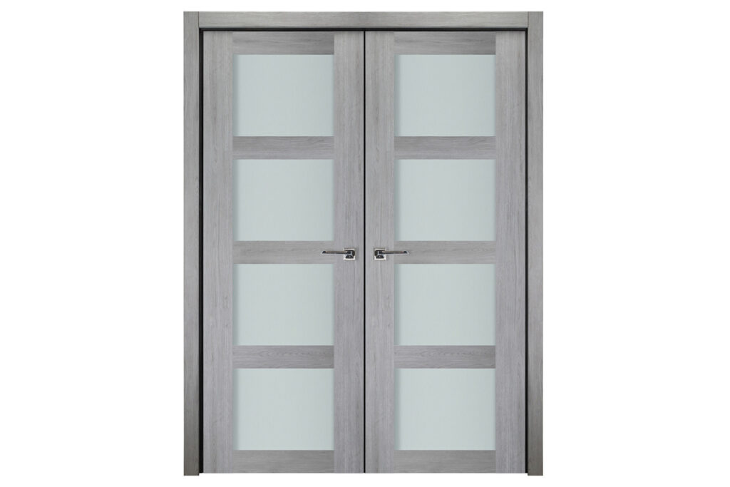 Nova Italia Vetro 4 Lite Light Grey Laminate Interior Door - Double Door