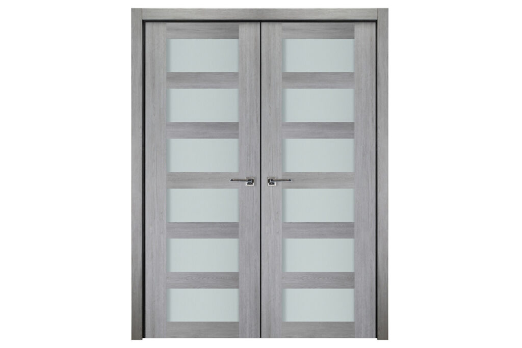 Nova Italia Vetro 6 Lite Light Grey Laminate Interior Door - Double Door