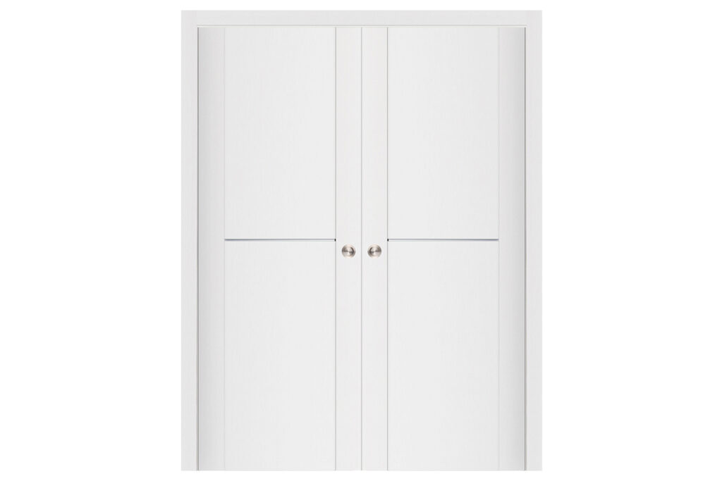Nova Stile 002 Soft White Laminated Modern Interior Door - Double Pocket