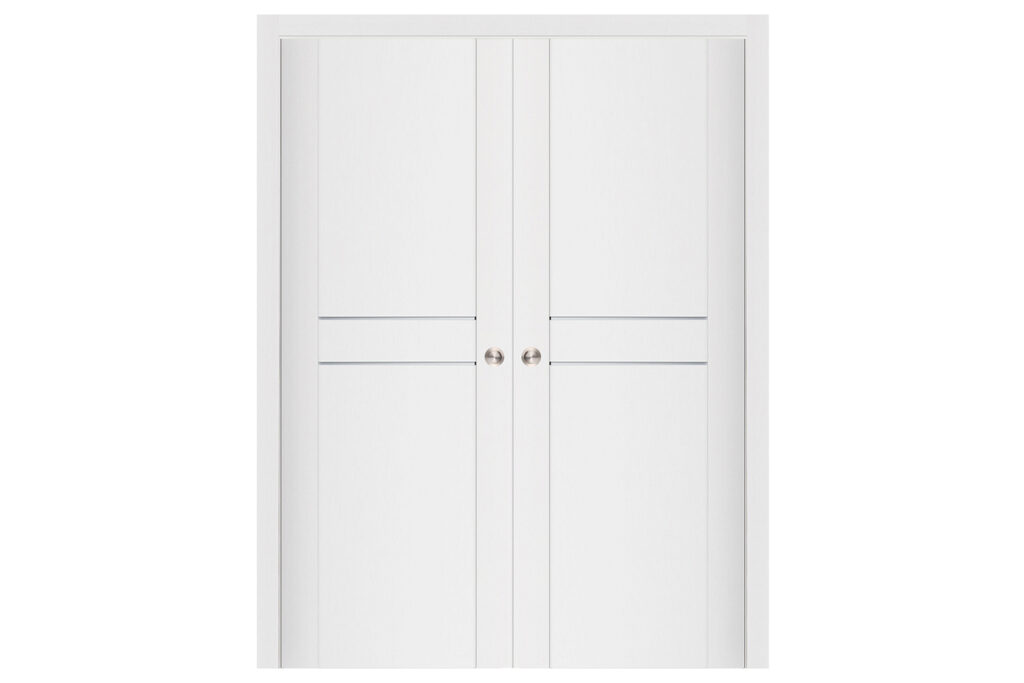 Nova Stile 003 Soft White Laminated Modern Interior Door - Double Pocket
