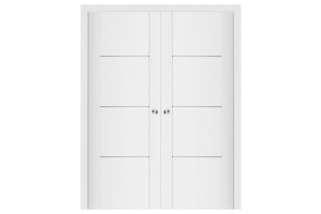 Nova Stile 006 Soft White Laminated Modern Interior Door - Double Pocket