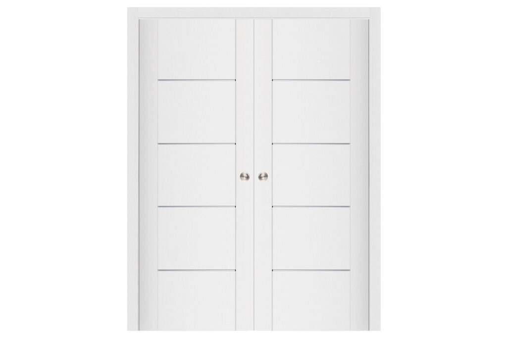 Nova Stile 007 Soft White Laminated Modern Interior Door - Double Pocket