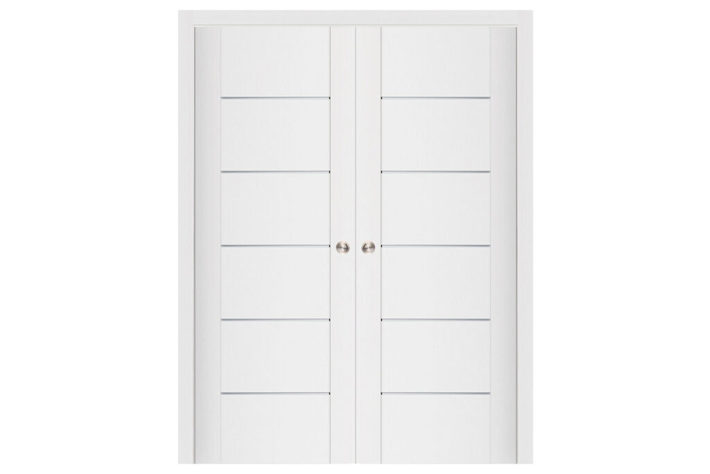 Nova Stile 008 Soft White Laminated Modern Interior Door - Double Pocket