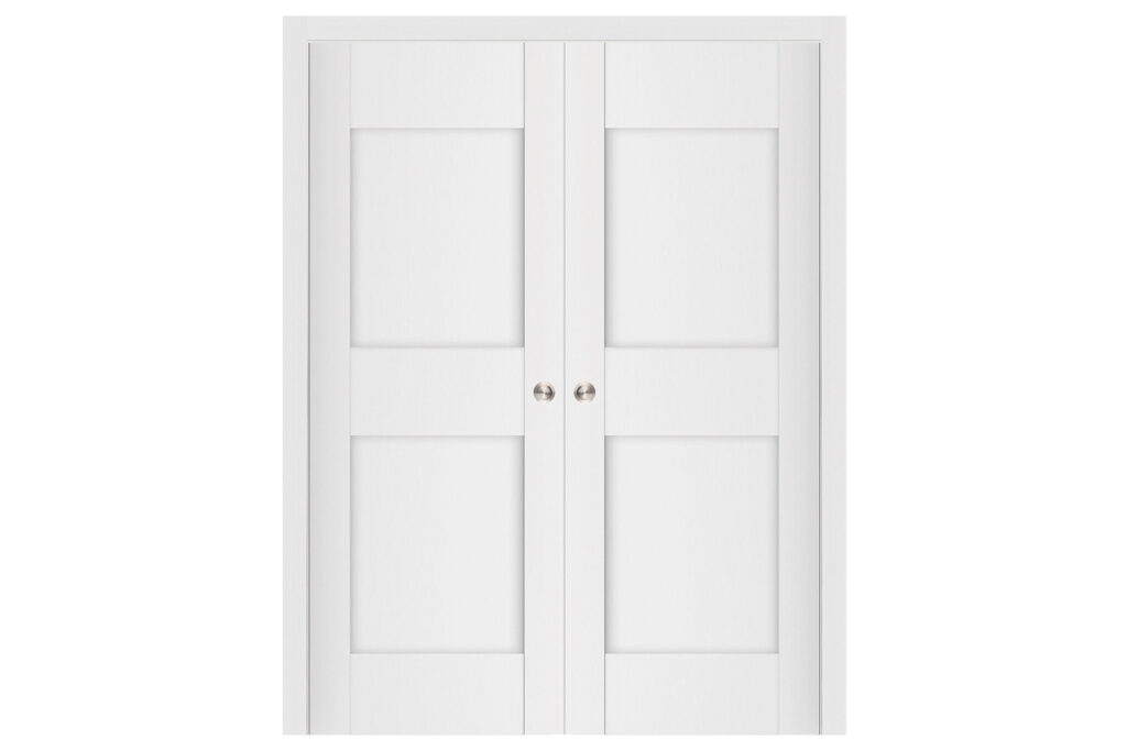 Nova Stile 013 Soft White Laminated Modern Interior Door - Double Pocket