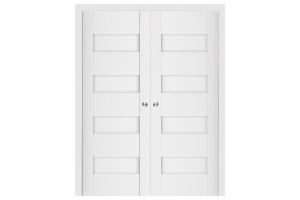 Nova Stile 017 Soft White Laminated Modern Interior Door - Double Pocket