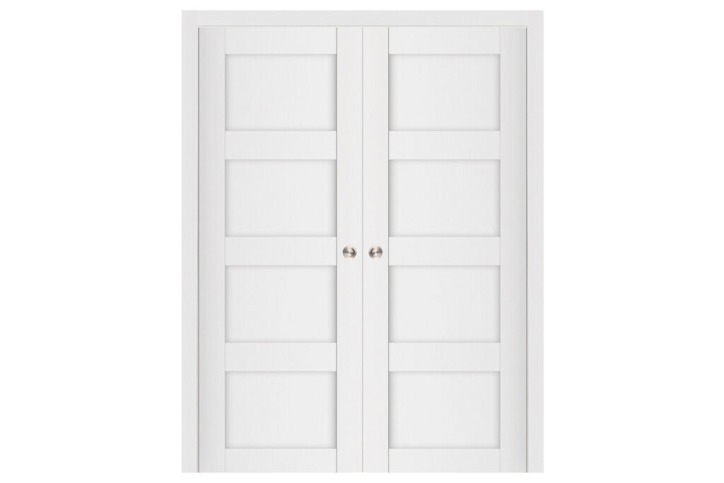 Nova Stile 021 Soft White Laminated Modern Interior Door - Double Pocket