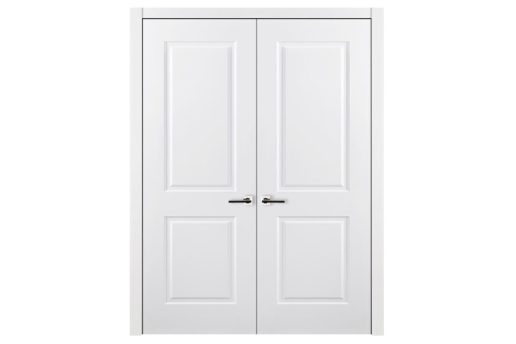Nova 2 Panel Soft White Laminated Traditional interior Door - Double Door
