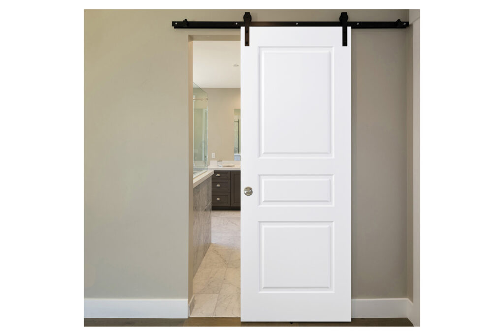 Nova 3 Panel Soft White Laminated Traditional interior Door - Barn Door