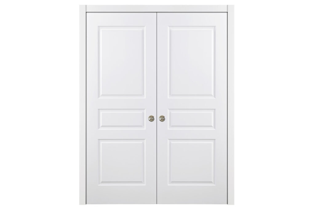 Nova 3 Panel Soft White Laminated Traditional interior Door - Double Pocket