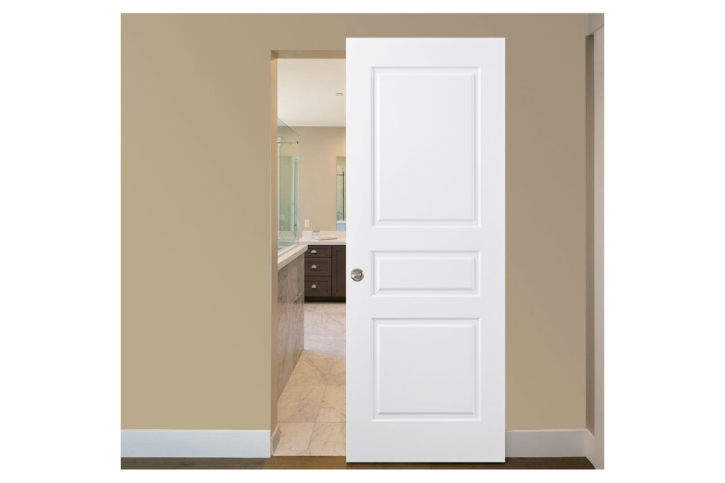 Nova 3 Panel Soft White Laminated Traditional interior Door - Magic Door