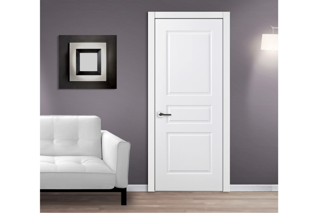 Nova 3 Panel Soft White Laminated Traditional interior Door