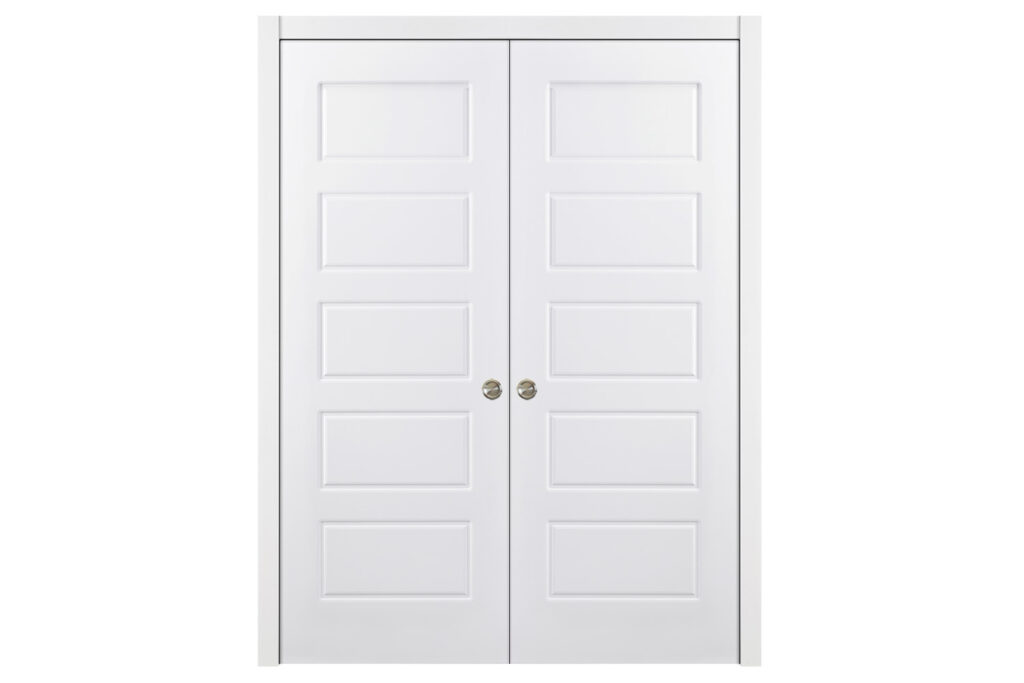 Nova 5 Panel Soft White Laminated Traditional interior Door - Double Pocket