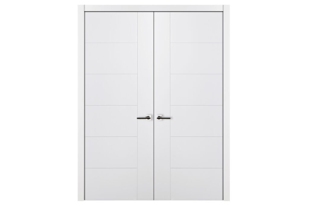 Nova Groove Soft White Laminated Traditional interior Door - Double Door