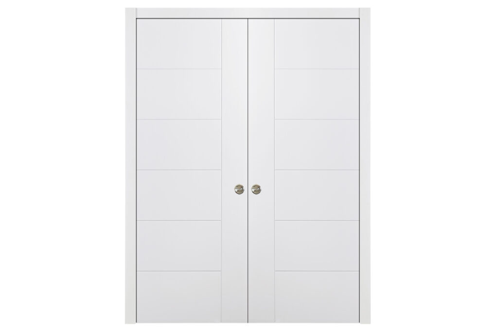 Nova Groove Soft White Laminated Traditional interior Door - Double Pocket