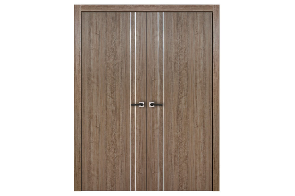 Nova HG-002V Dark Aloe Wood Laminated Modern Interior Door - Double Door