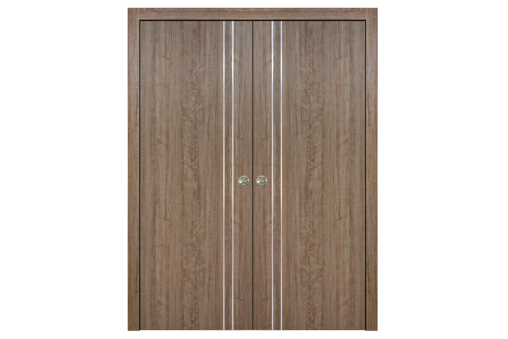 Nova HG-002V Dark Aloe Wood Laminated Modern Interior Door - Double Pocket