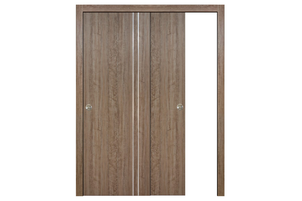 Nova HG-002VR Dark Aloe Wood Laminated Modern Interior Door - Bypass Door