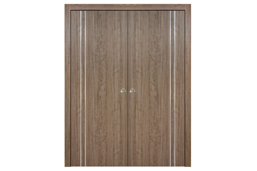 Nova HG-002VR Dark Aloe Wood Laminated Modern Interior Door - Double Pocket