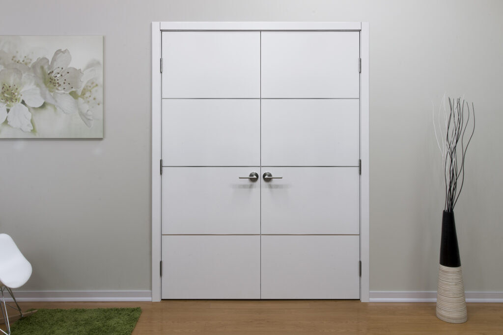 Nova HG-008 White Drawing Laminated Modern Interior Door - Double Door