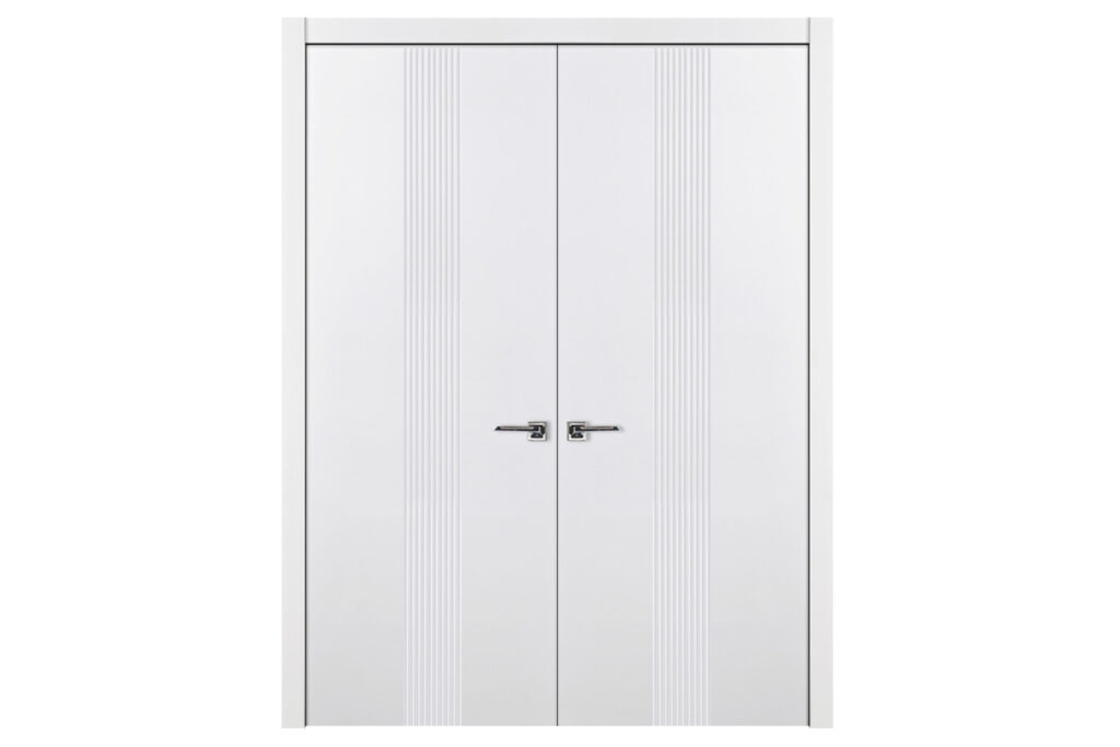 Nova M-34 Soft White Laminated Modern Interior Door - Double Door