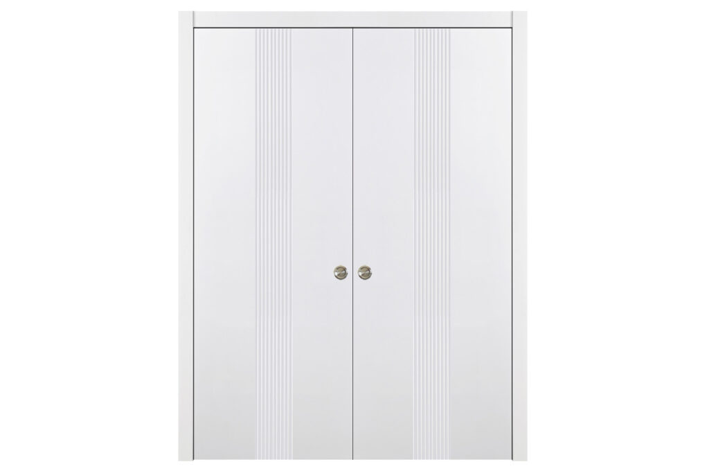 Nova M-34 Soft White Laminated Modern Interior Door - Double Pocket