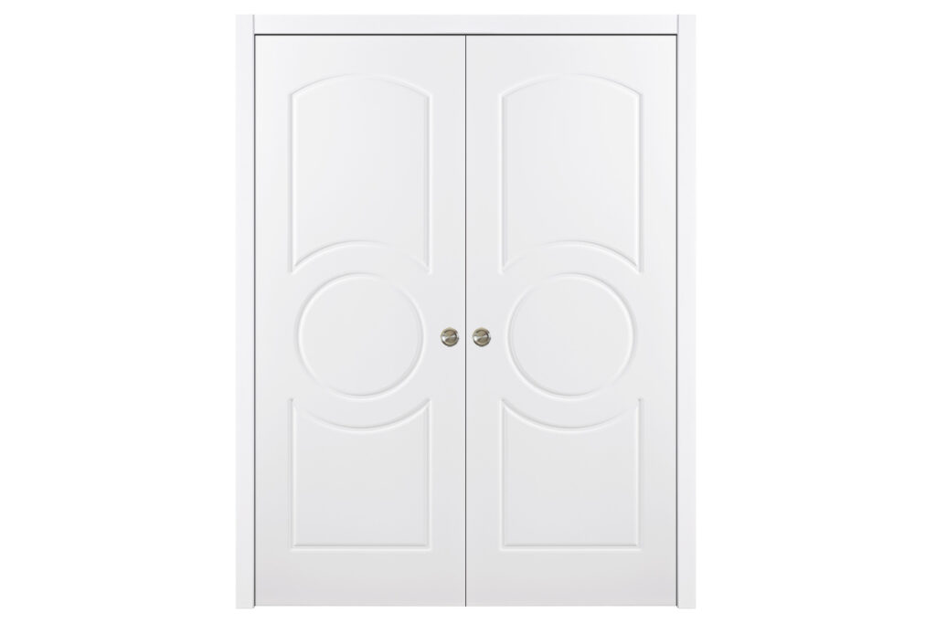 Nova Ovalo Soft White Laminated Traditional interior Door - Double Pocket