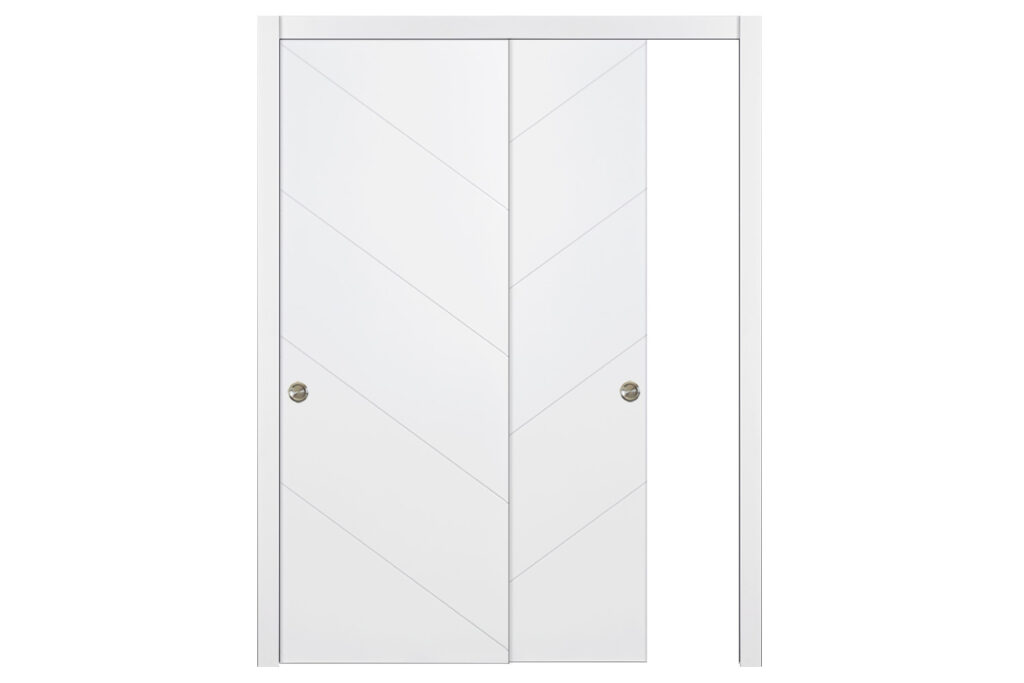 Nova Slant Soft White Laminated Traditional interior Door - Bypass Door