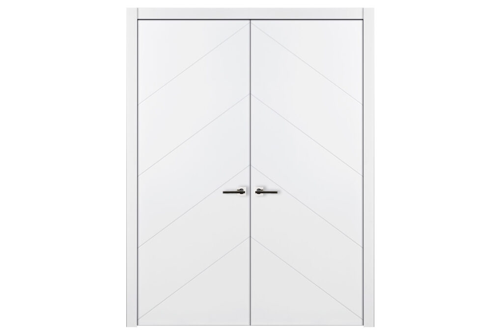 Nova Slant Soft White Laminated Traditional interior Door - Double Door