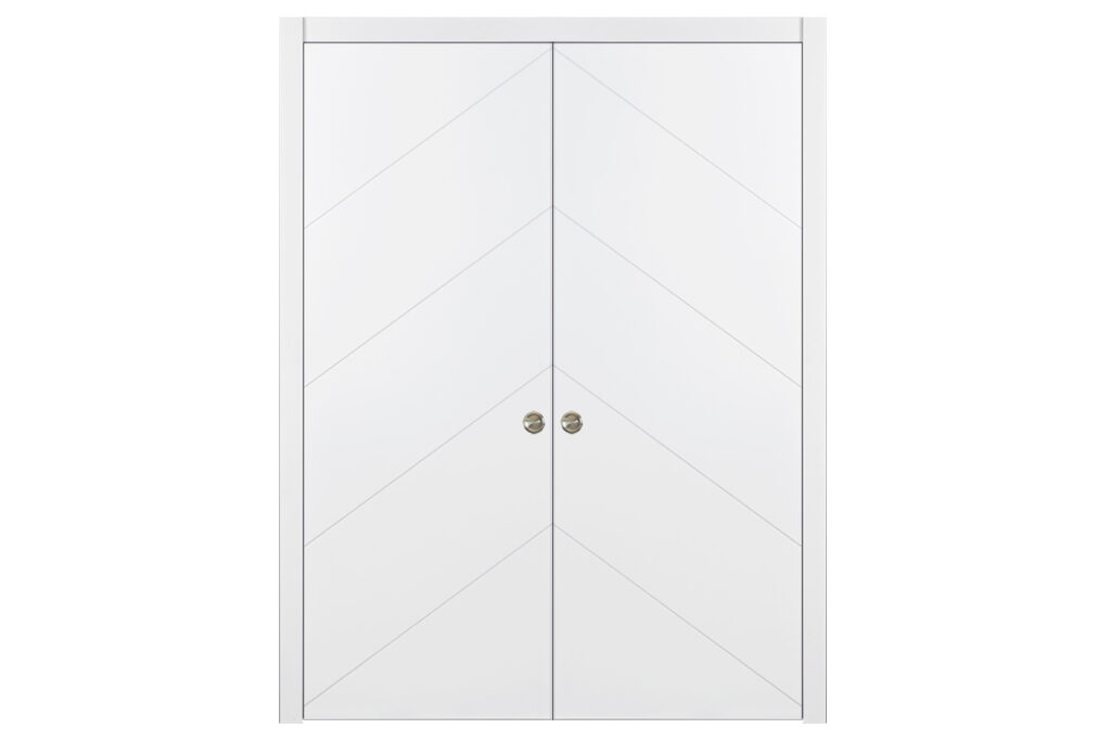 Nova Slant Soft White Laminated Traditional interior Door - Double Pocket