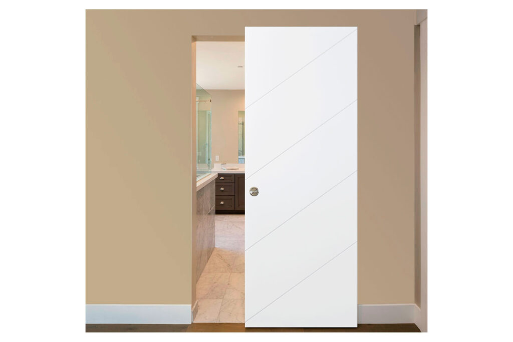 Nova Slant Soft White Laminated Traditional interior Door - Magic Door